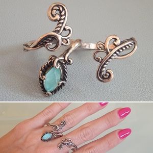 Sterling Silver Adjustable Double Ring